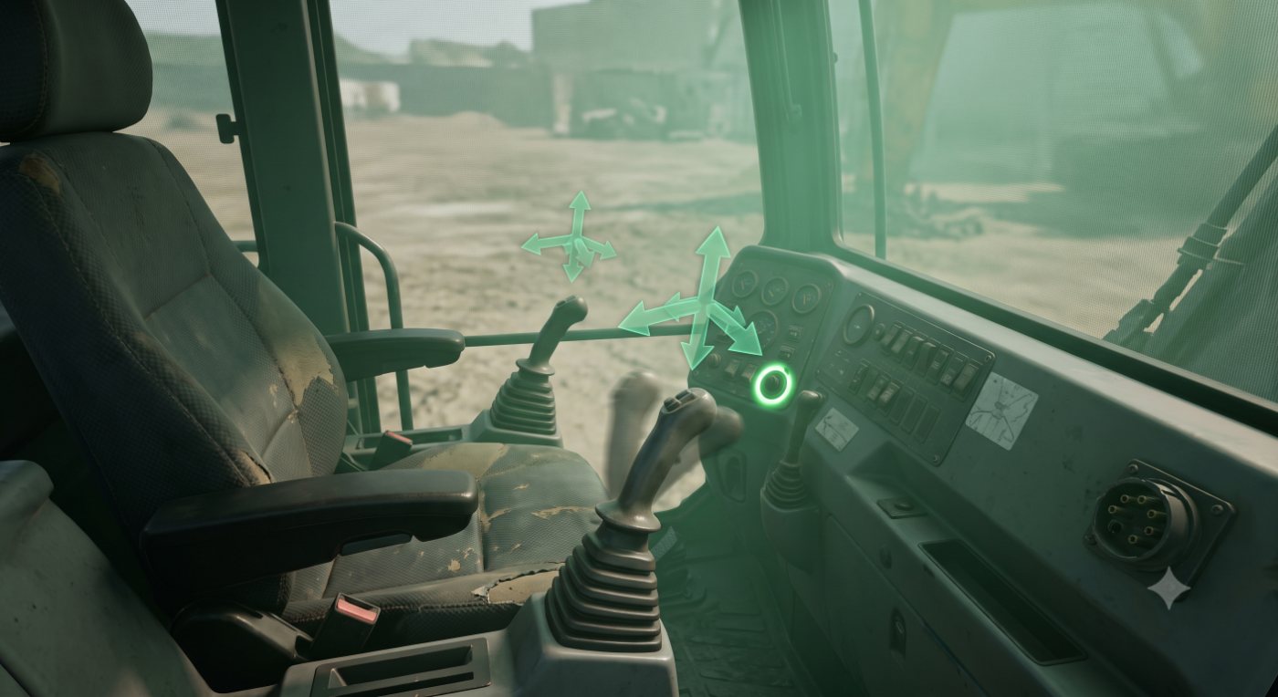 The real cab, in headset